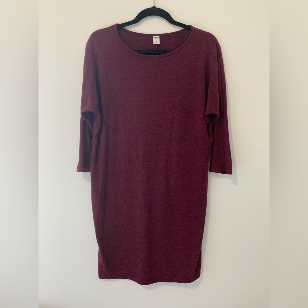 3/4 sleeve purple dress